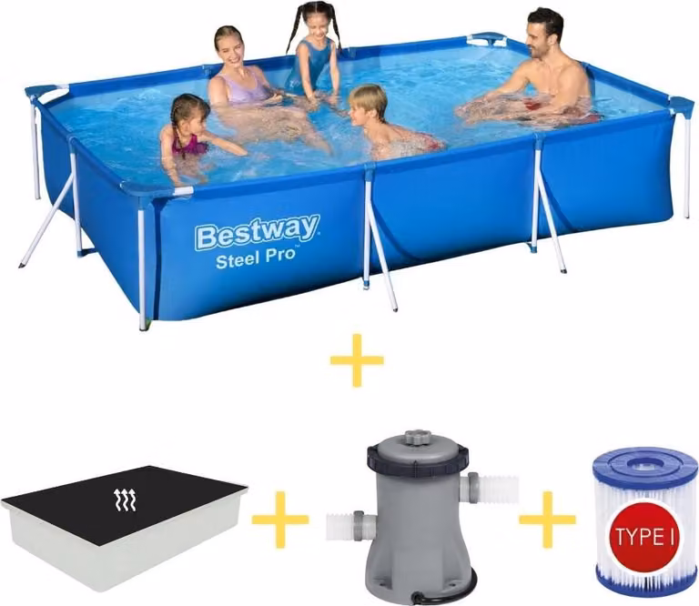 Piscina Bestway - Steel Pro - 300 x 201 x 66 cm - Inclusa vela solare, pompa filtro e filtro