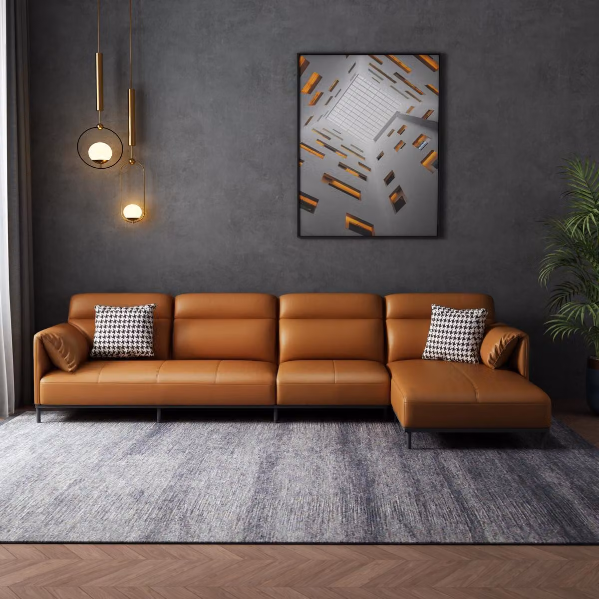 Wohnzimmer Lederpolster Design Ecksofa Eckcouch Couch Sofa L-Form Wohnlandschaft