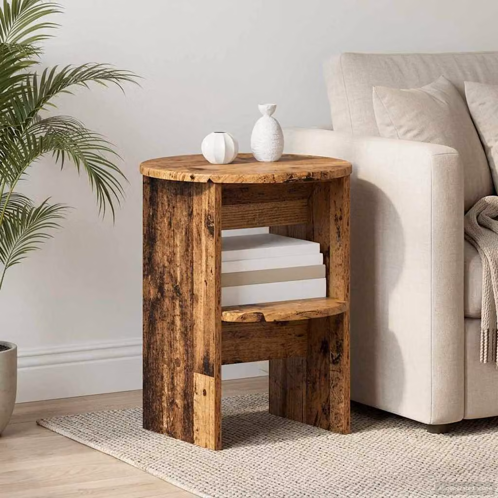 Tavolino laterale moderno vidaXL in legno ingegnerizzato color marrone Ø40 x 50 cm