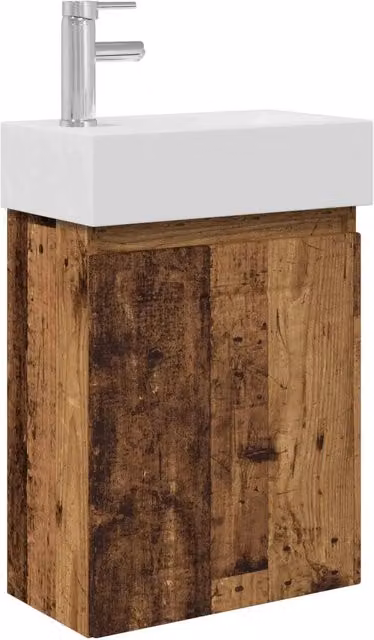 Mobile Bagno | Armadio da bagno con rubinetto Legno antico 45,5 x 25,5 x 84 cm