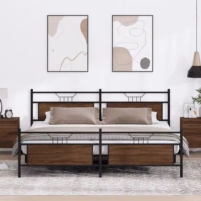 Giroletto senza Materasso in Metallo-Struttura Letto Rovere Marrone 193x201 cm 513215