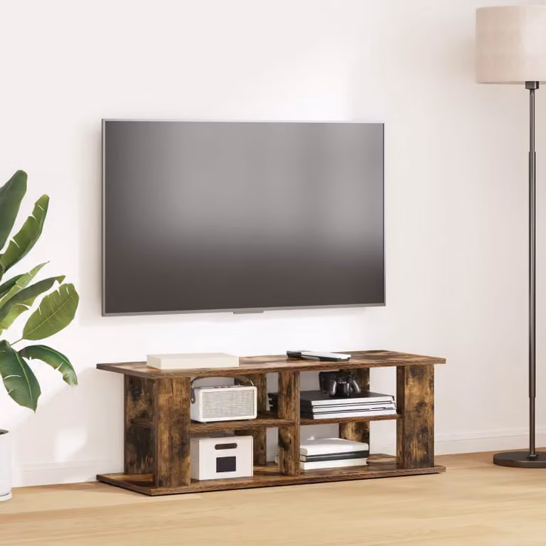 vidaXL Supporto TV moderno in legno ingegnerizzato Rovere Fumo marrone L: 96 cm, P: 35 cm, H: 33,5 cm