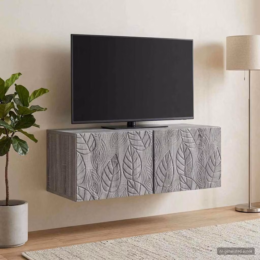 vidaXL Mobile Porta TV da Muro in Legno MDF Grigio con Stile Vintage L: 59,5 cm, P: 31 cm, H: 30 cm