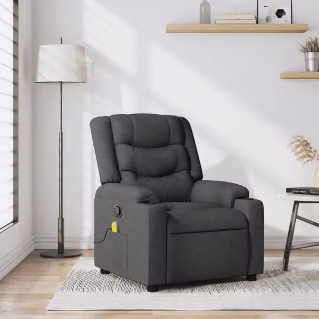 Poltrona reclinabile relax vidaXL in tessuto grigio con braccioli e struttura in legno e metallo – 1