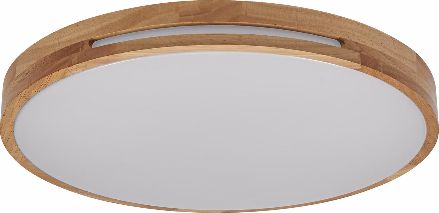 OSRAM ORBIS Woodburry Lampada da parete/soffitto a LED con decoro in legno, 24W, 1500lm, 3000K, diametro 390mm, 830 friendly warm white, protezione IP20, viti di montaggio e tappi a muro inclusi