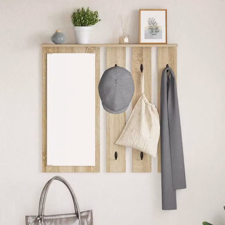 vidaXL Appendiabiti a muro moderno in rovere sonoma, L: 84 cm, P: 10 cm, H: 80 cm