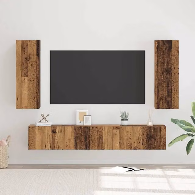 Set mobile TV 5 pz-Credenza per TV Legno vecchio Legno multistrato 449377