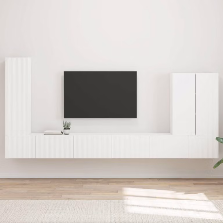 Set di 6 mobiletti da TV da parete vidaXL in MDF bianco opaco per soggiorno