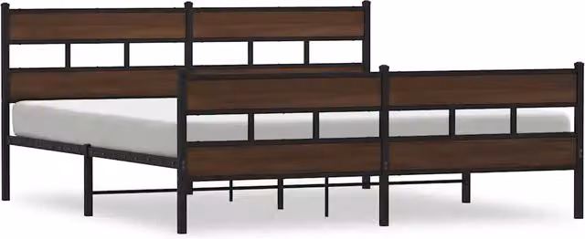 Letto matrimoniale | Letto per adulti | Giroletto senza Materaso in Metallo Rovere Marrone 183x213 cm