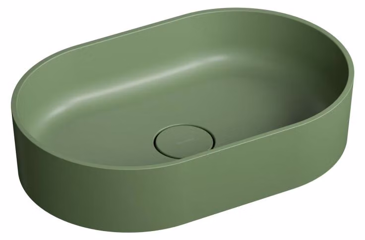 Omnires OVO M+ OVOUNOL Lavabo da appoggio 55x36cm, marmo composito, oliva