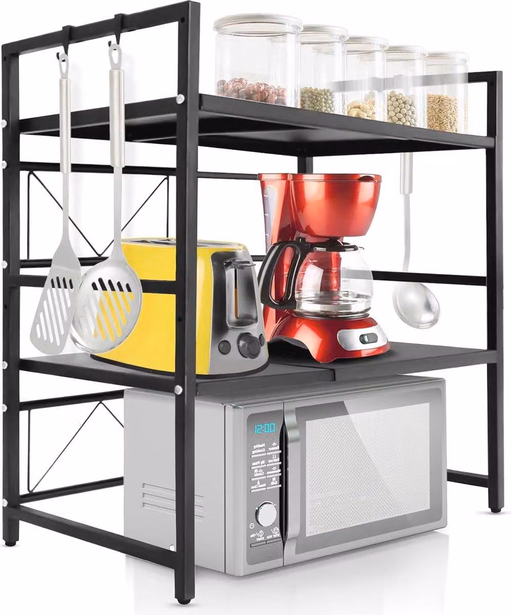 Ripiano magnetico a 2 livelli per la cucina - Organizer regolabile con ganci - Flessibile e salvaspazio