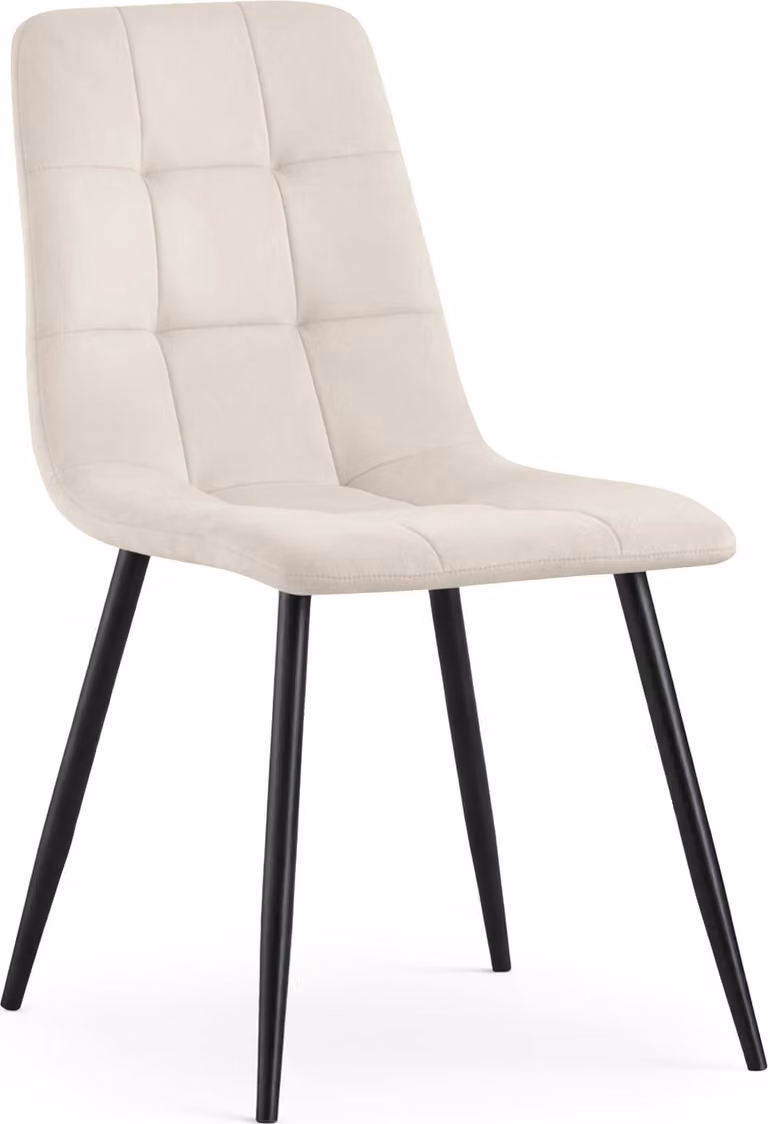 Sedia in velluto trapuntata NERO Beige gambe nere