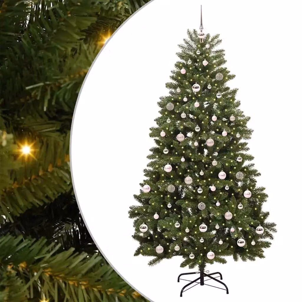 Albero di Natale artificiale moderno vidaXL verde con 300 LED bianco caldo, Altezza: 210 cm – 2