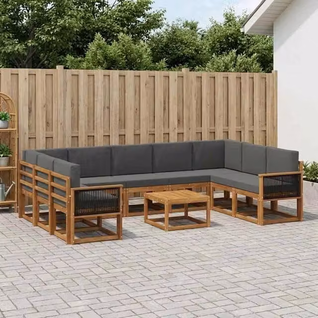 Set di divani da esterno 10 pz Naturale e Antracite 3385553