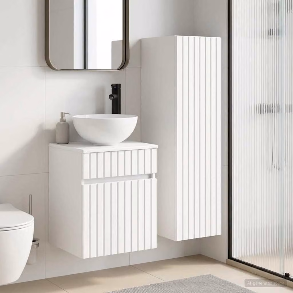Set di mobili per il bagno vidaXL composto da 2 pezzi in bianco opaco, include pensile e mobile sottolavabo con L/P/H: 33 x 34,5 x 100 cm