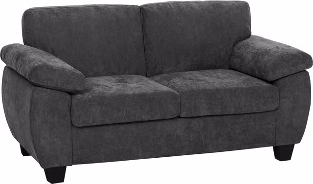 Divano 2 posti ¨C Xylo ¨C tessuto chenille grigio scuro con braccioli imbottiti larghi 156 cm