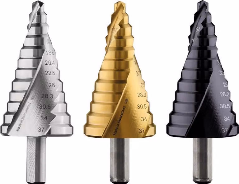 Punta a gradino HSS, per pressacavi, 6 - 37 mm, 10 mm, 93 mm, 12 gradini