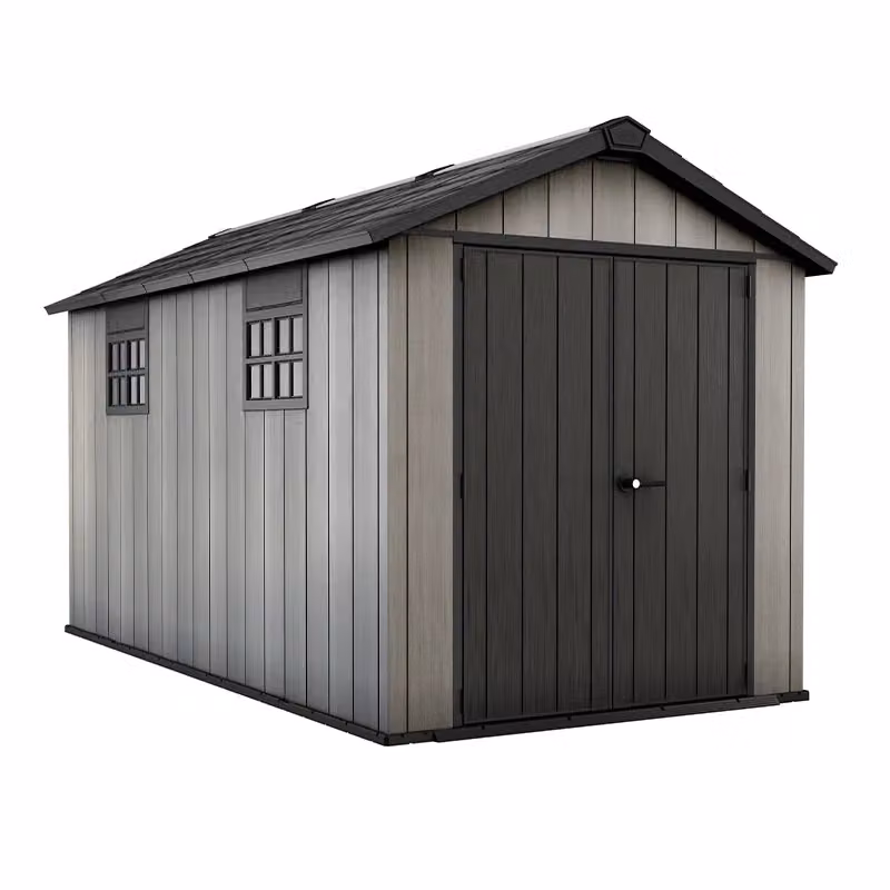 Casetta in resina Keter OAKLAND BROSSIUM® 7513 Grigio con doppia porta, finestra e pavimento inclusi – 2