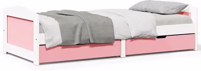 Dormeuse 2 Cassetti senza Materasso-Struttura Sofa Letto Bianco&Rosa 90x200 cm IRUN 788449