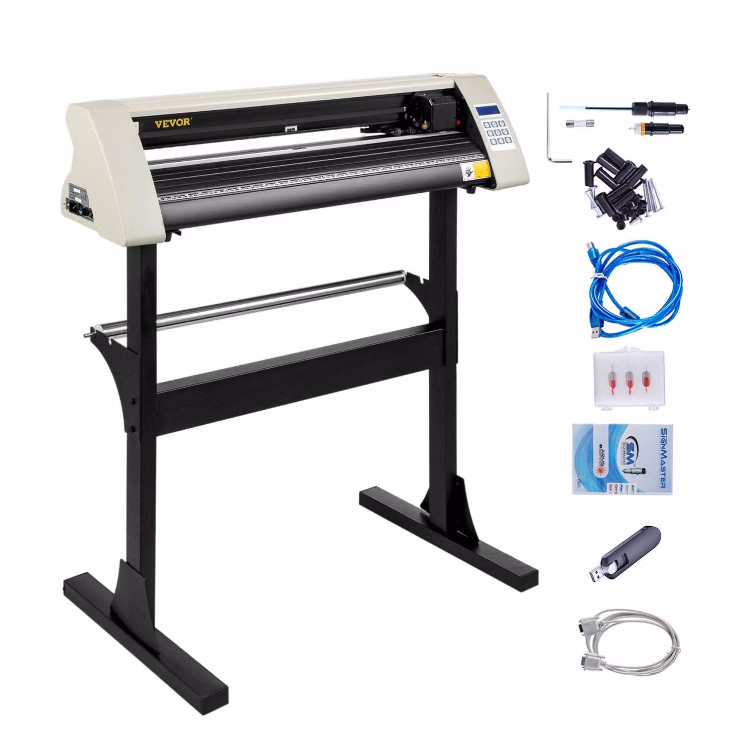 Taglierina per vinile VEVOR, macchina per il taglio del vinile da 28 pollici, alimentazione carta da 720 mm, plotter da taglio per vinile con robusto supporto da pavimento per il taglio della carta, bianco
