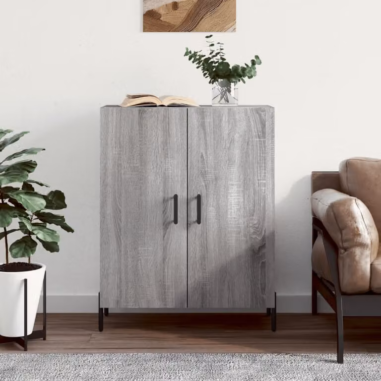 Credenza vidaXL in Legno Multistrato Grigio Sonoma L: 69,5 cm, P: 34 cm, H: 90 cm