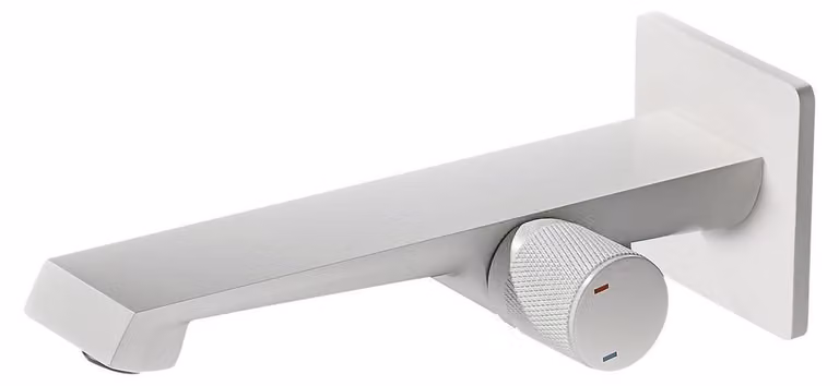 Miscelatore per lavabo da incasso, montaggio a parete, colore bianco, materiale: ottone, foro singolo
