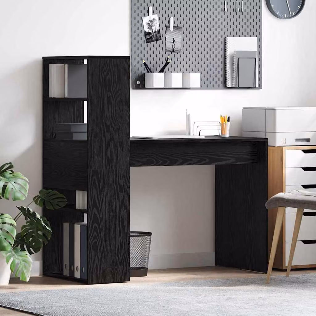 Maison Exclusive - Scrivania, finitura effetto legno nero rovere, realizzata in materiale composito