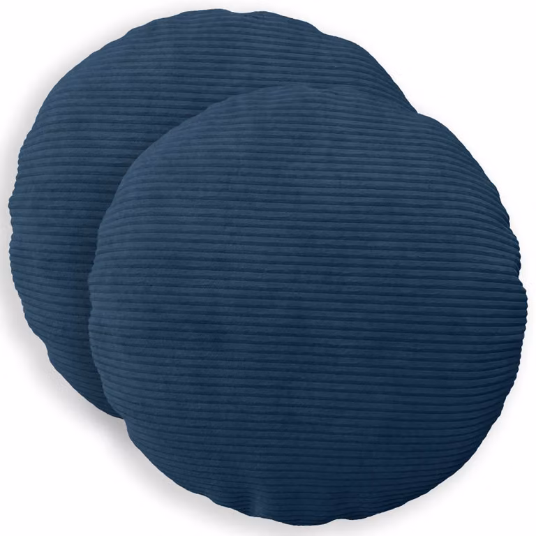Set di 2 federe rotonde vidaXL HEERLEN in velluto a coste blu navy, Ø 30 cm