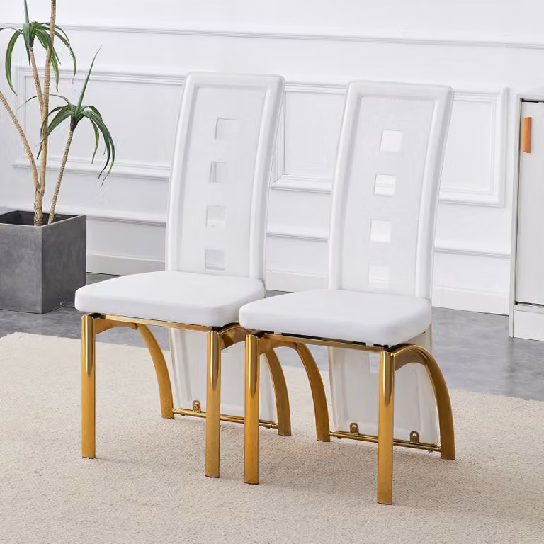 STILVORA: Set di 2 sedie da pranzo con motivo a fori, sedia da pranzo in ecopelle con gambe in metallo, sedia da cucina per sala da pranzo e soggiorno, sedia da pranzo in ecopelle, sedia da pranzo di design