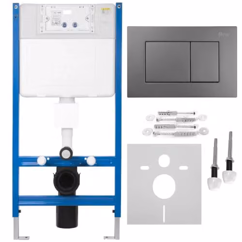 Rea - Kit da incasso K011a-q per WC con pulsante J Titanio - 16 x 52,5 x 103,5 cm