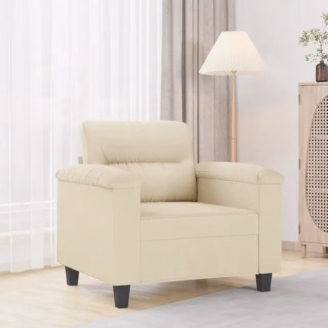 Poltrona moderna vidaXL in similpelle beige con braccioli e struttura in metallo, L: 77 cm, P: 80 cm, H: 90 cm