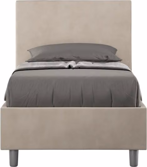 BS COM Letto singolo con rete imbottito 80x200 microfibra sabbia