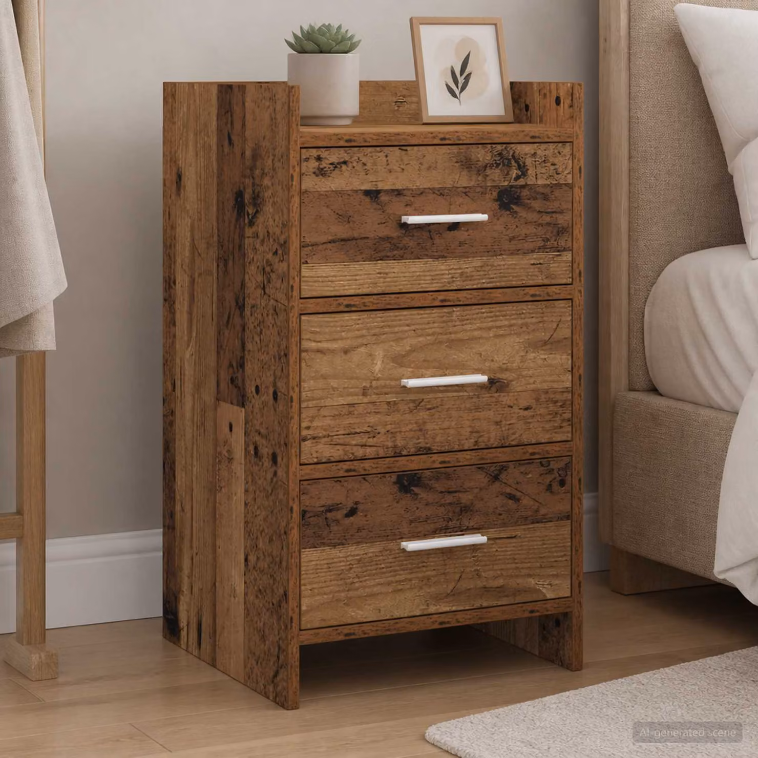 Comodino vidaXL in legno e metallo stile moderno, colore marrone, L 40 cm x P 36 cm x H 70 cm