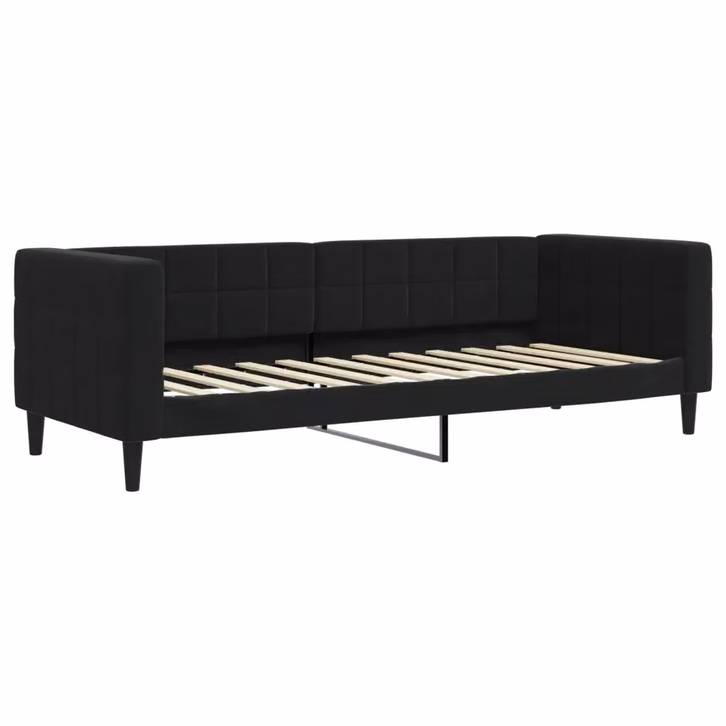 Letto da giorno moderno vidaXL in velluto nero con struttura in metallo e legno – 2