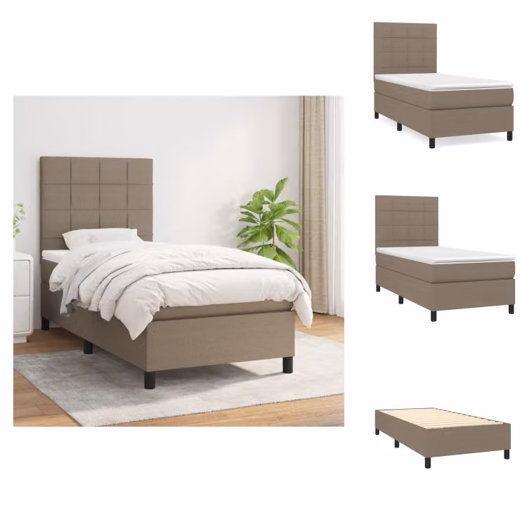 vidaXL Letto a molle con materasso Taupe 80x200 cm in tessuto - Letti e strutture letto