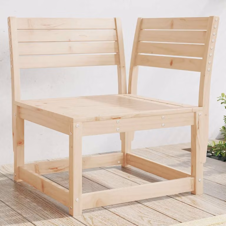 vidaXL Divano Angolare da Giardino in Legno di Pino Massello, Marrone e Beige, L/P/H: 73 x 73 x 78 cm