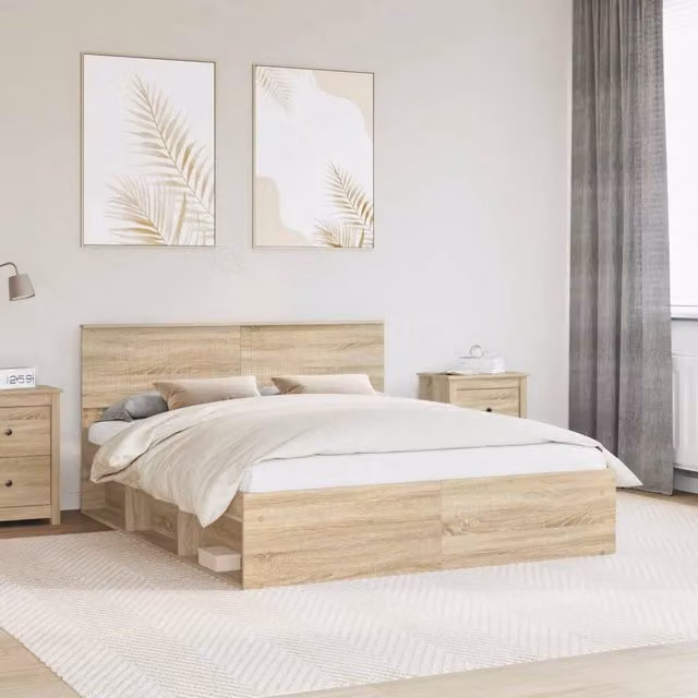 Struttura del letto Rovere Sonoma 160 x 200 cm Pino massello 3410575