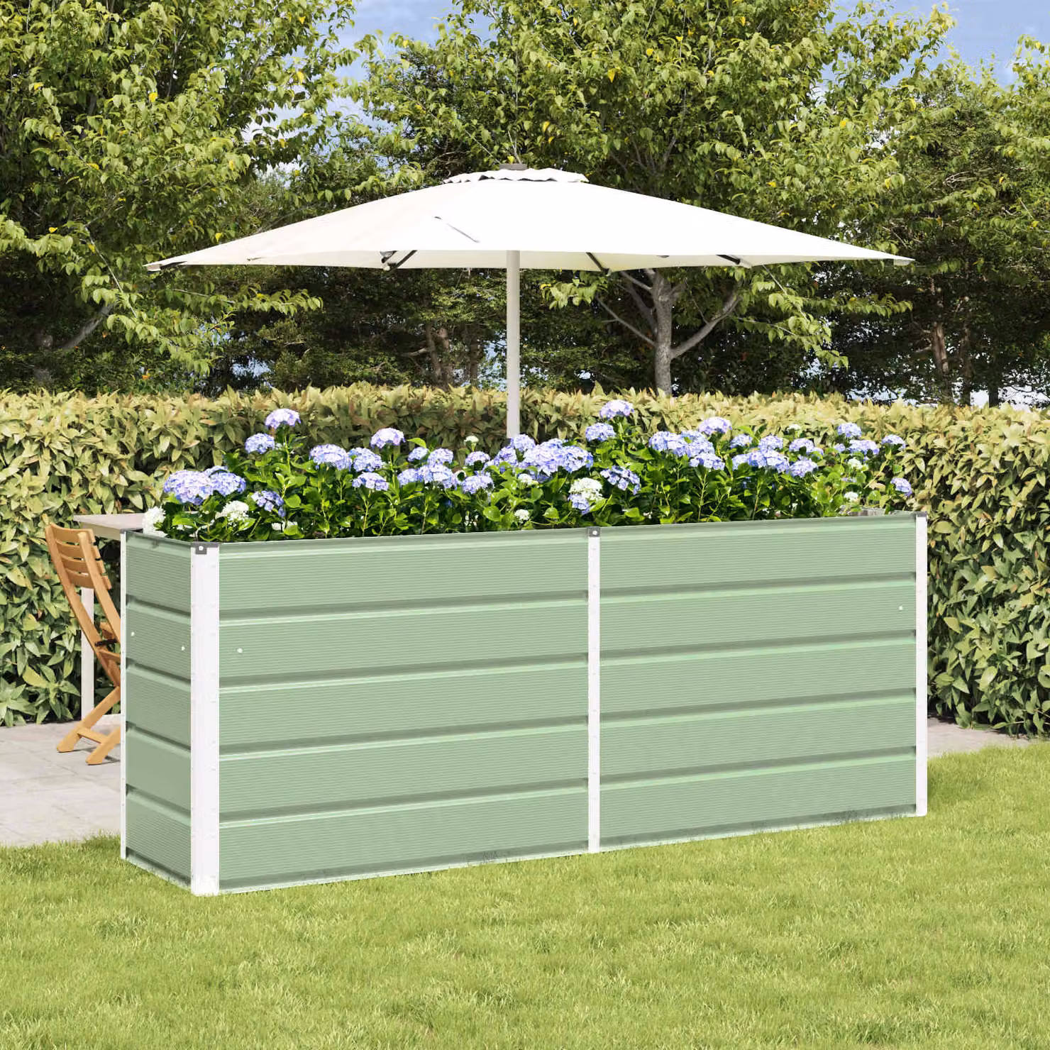 Fioriera verde pastello vidaXL in acciaio zincato L: 195 cm, P: 50 cm, H: 77 cm