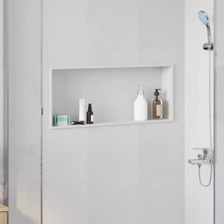 Nicchia per doccia vidaXL in acciaio inox, Bianco, L 75 cm x P 30 cm x H 9,5 cm