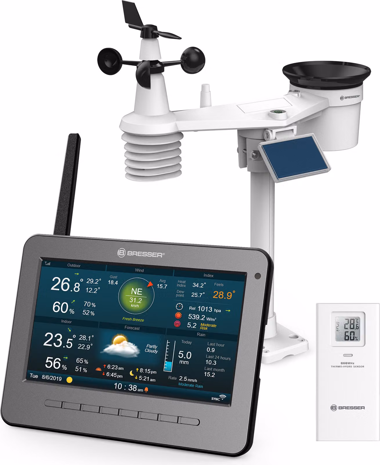 Bresser - 10830 - Stazione meteorologica professionale multifunzione WLAN HD TFT 7-in-1, con diverse modalità di visualizzazione