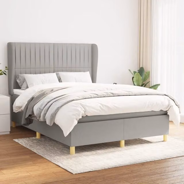 Letto Ibrido vidaXL con Giroletto a Molle e Materasso Grigio Chiaro L/P/H: 203 x 147 x 128 cm