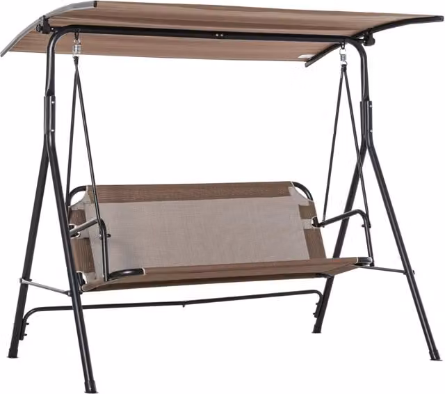 Dondolo da giardino a 2 posti Xylo con tettuccio e struttura in acciaio marrone L/P/H: 172 x 110 x 155 cm