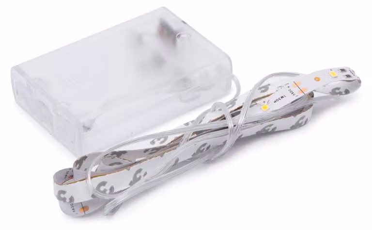 GLOBIZ - Striscia LED - Luce bianca calda - 1 metro - Alimentazione a 3 batterie AA