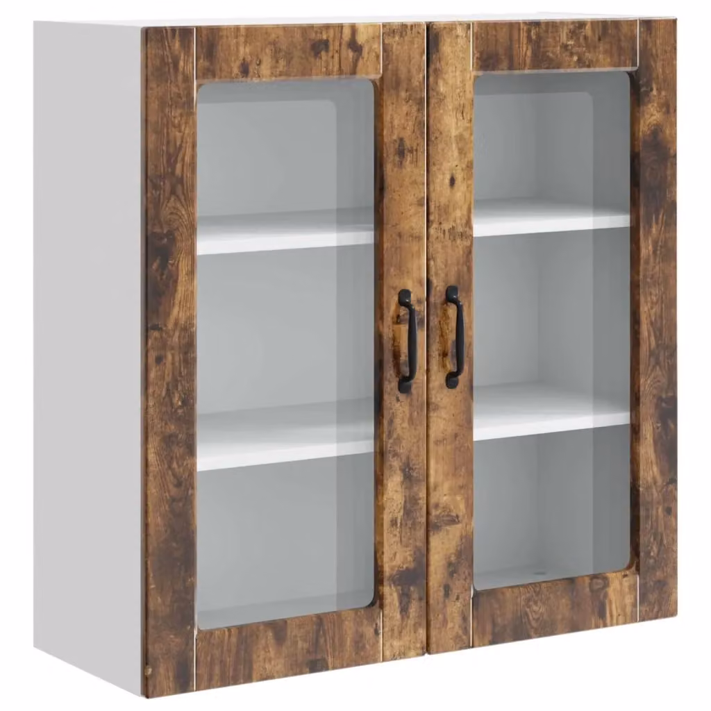 Pensile da cucina vidaXL in legno rovere fumè marrone con ante a battente e ripiani interni L 80 x P 31 x H 80 cm – 2