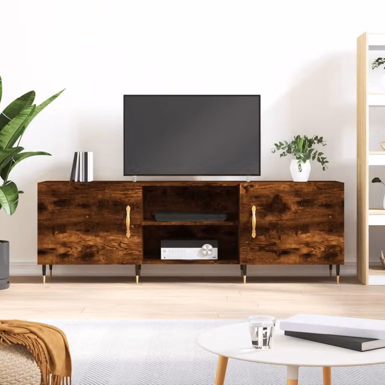 Mobile Porta TV Moderno vidaXL in Rovere Fumo e Legno, L 150 x P 30 x H 50 cm