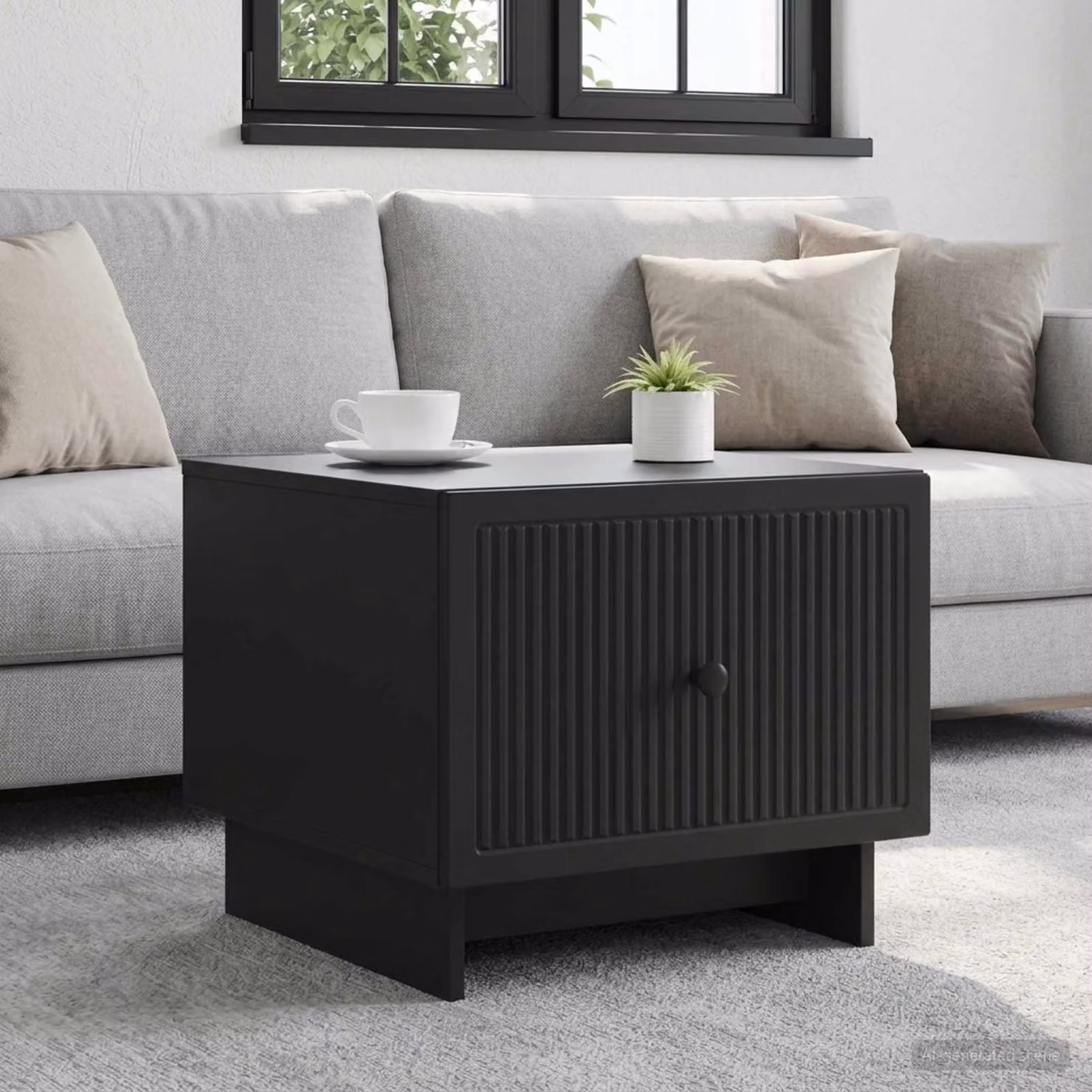 vidaXL Tavolino da salotto moderno nero in legno ingegnerizzato L/P/H: 49 x 50 x 40 cm