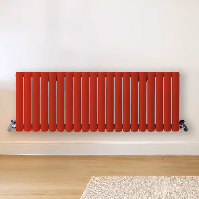 Radiatore di Design Orizzontale  Rosso (Siamese Rosso) -  400mm x 1180mm  - Pannello Doppio  - Revive
