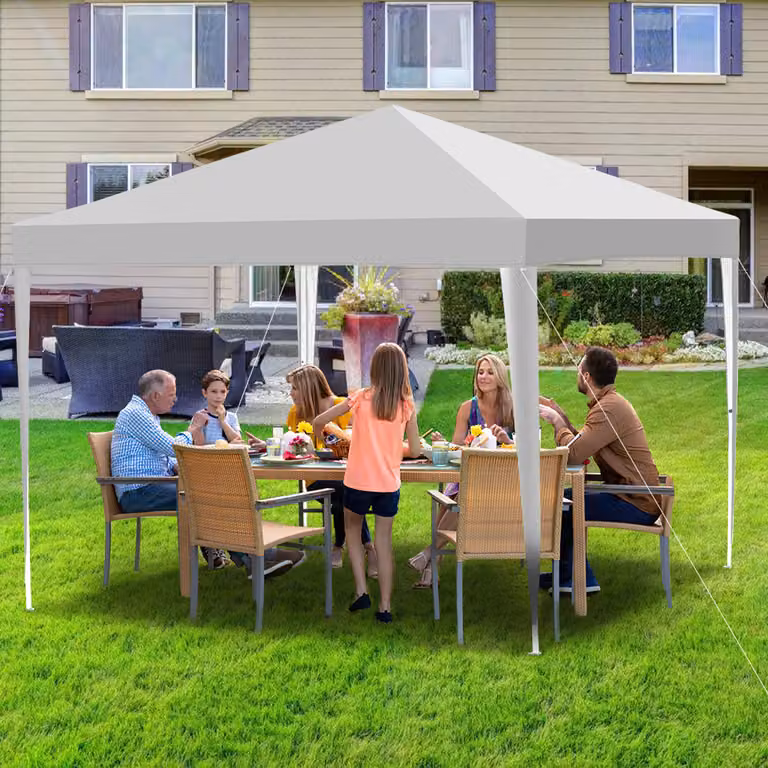 Jayseuw Gazebo pieghevole 3x3 m bianco Tenda da festa Protezione UV Regolabile in altezza con borsa per il trasporto, per esterni Giardino Campeggio Senza pareti laterali