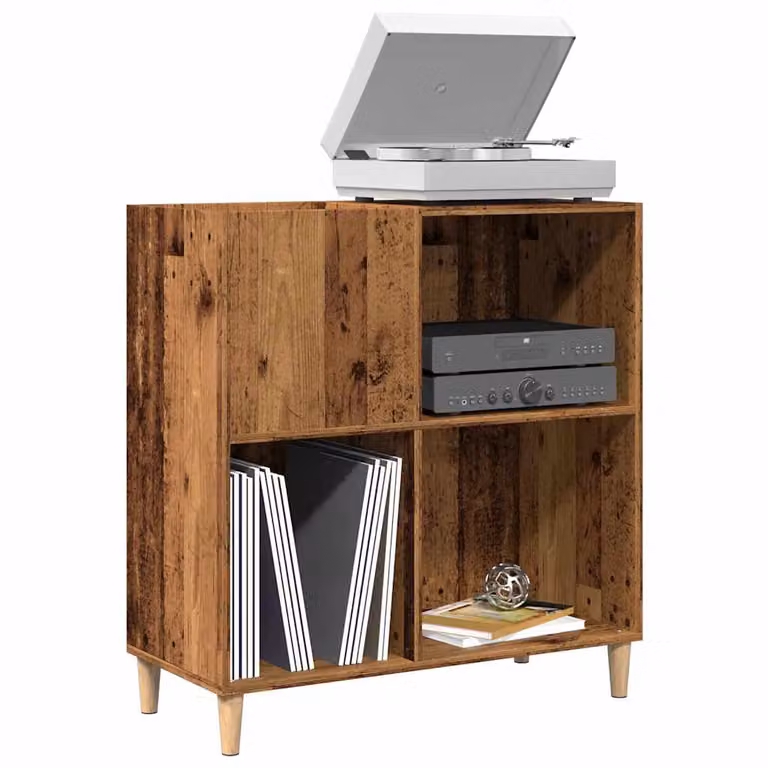 Porta Dischi Mobile vidaXL in Legno Antico Marrone L: 84,5 cm, P: 38 cm, H: 89 cm