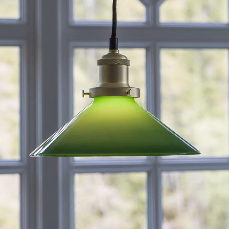 PR Home lampada a sospensione August, verde, Ø 25 cm dimmerabile, Verde, Soggiorno / Sala da pranzo, Vetro, Design, Lampada a sospensione